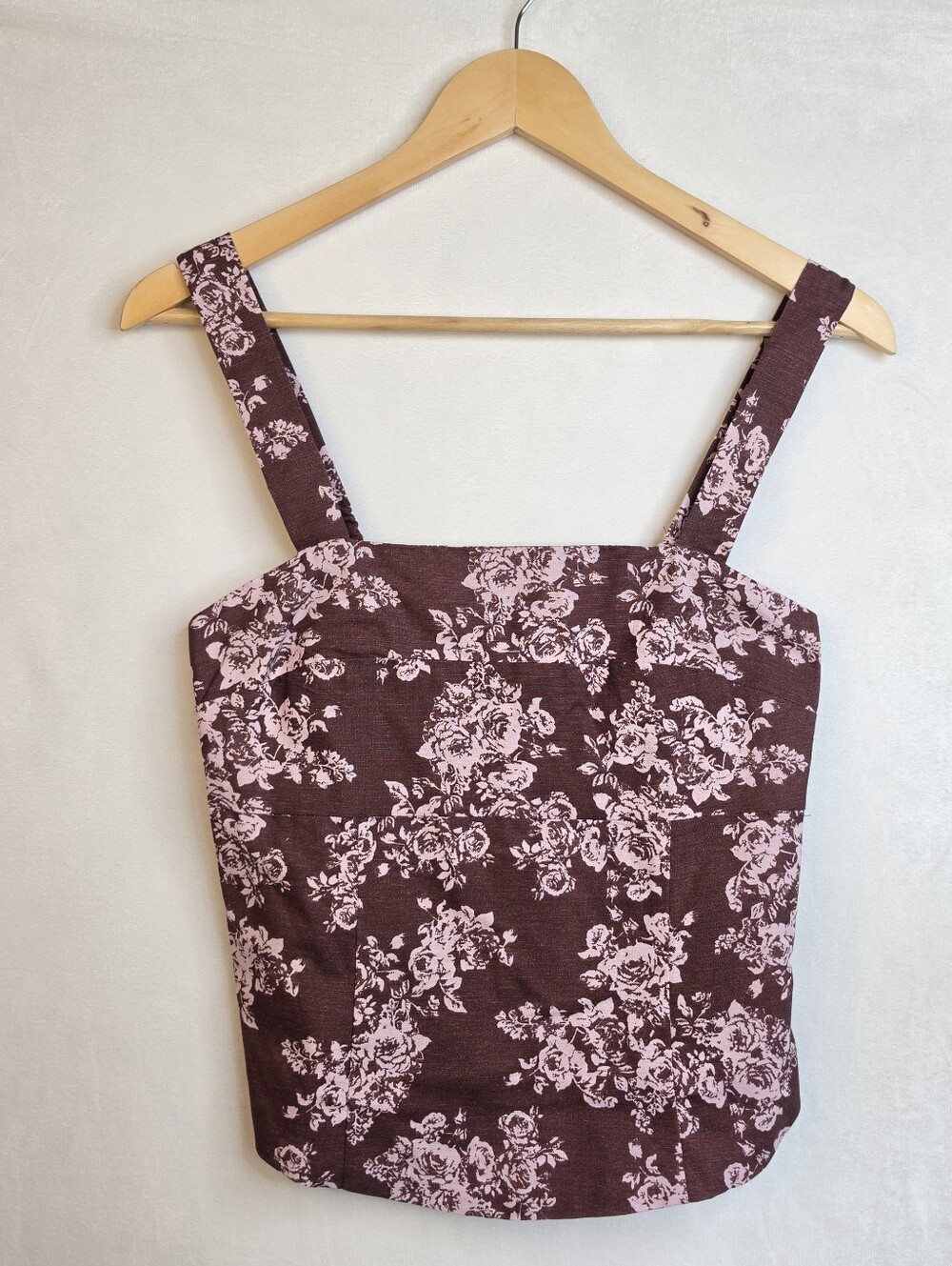 NWT Sim & Sam Floral Linen Blend Cami Crop Top Small Dark Romance Whimsigoth